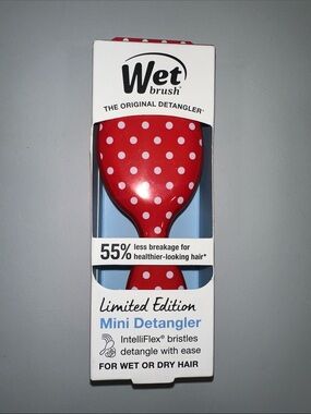 Wet Brush The Original Detangler Mini Hair Brush Retro Red White Polka